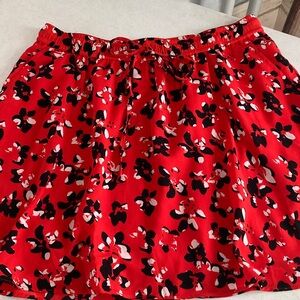 Banana Republic Red Floral Skater Skirt